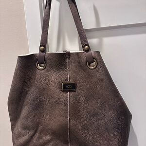UGG Australia leather tote bag in a metallic bronze finish